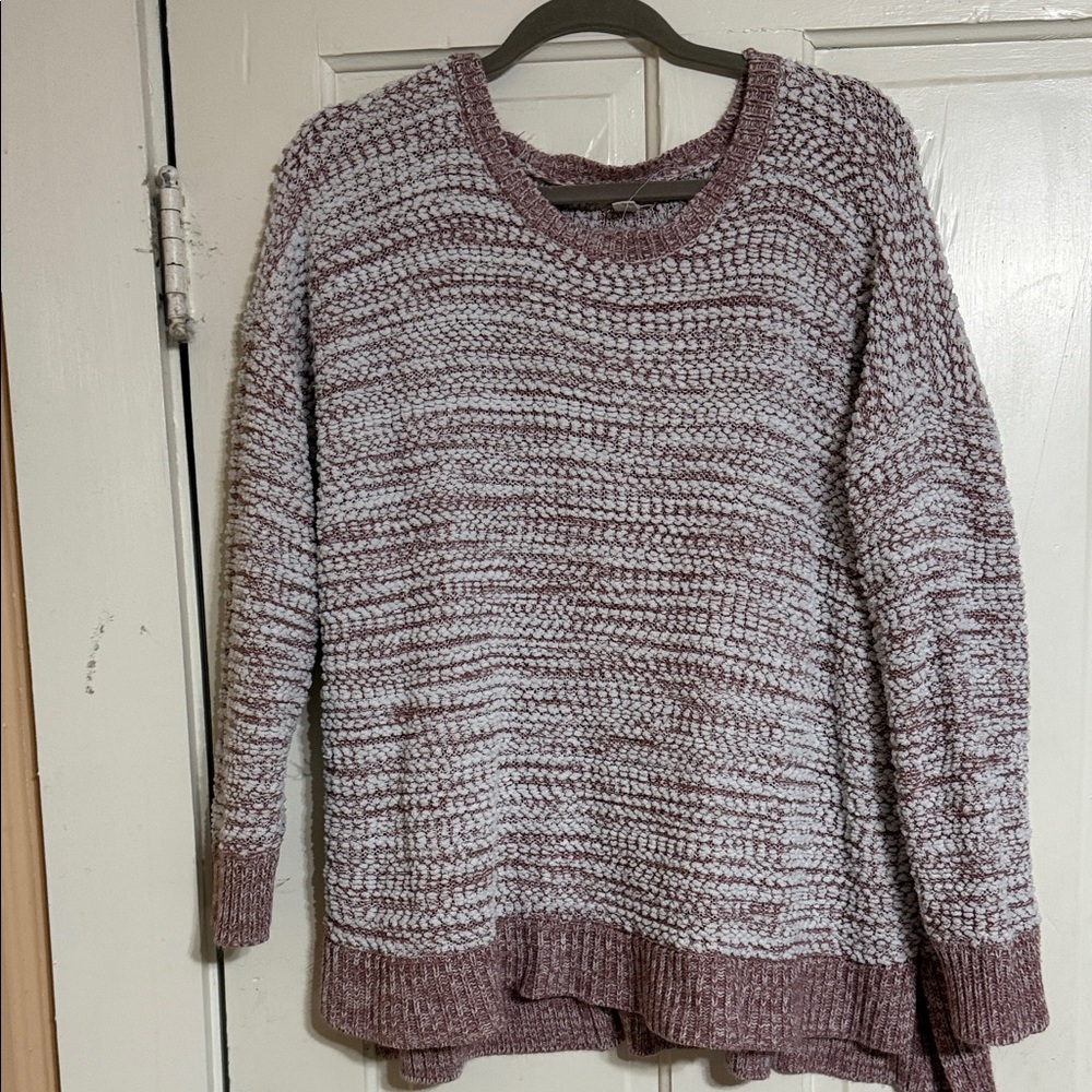 Cupio Mauve and White Marled Crewneck Sweater